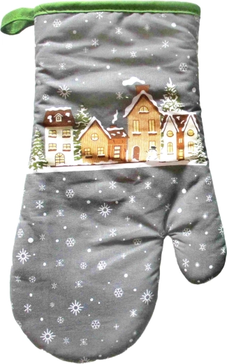 Weihnachts-Küchenhandschuh Schneehäuser 18 × 30 cm