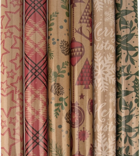 Weihnachts-Geschenkpapier 70 × 200 cm – Mix aus 6 Motiven