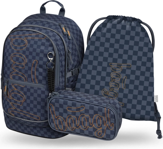Baagl Set Core Ska blau – Schulrucksack, Federmäppchen und Beutel aus recycelten Materialien