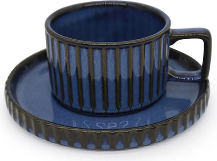 Steinzeug-Tasse mit Untertasse Toro 250 ml, blau