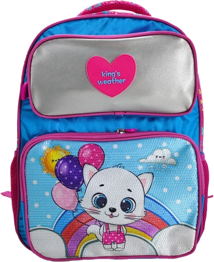 Kinder-Rucksack mit Kätzchen und Luftballons 40 cm