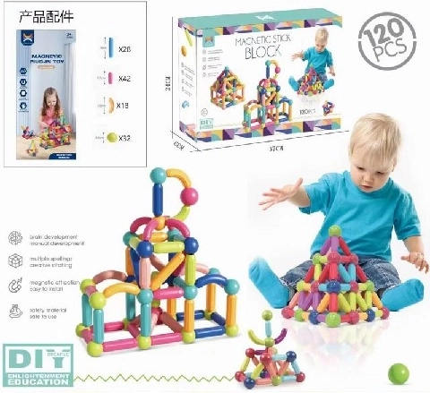 Magnetisches Konstruktionsset – Plättchen und Röhrchen, 120 Teile