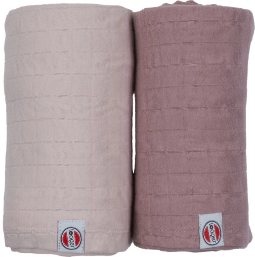 Lodger Swaddler Solid Baumwoll-Pucktuch Powder/Rose 110 × 110 cm (2 Stk.)