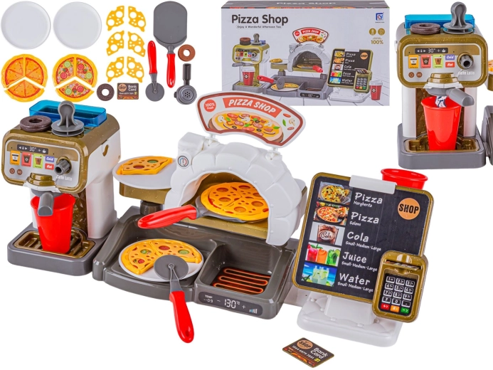 Pizza-Backset mit Kaffeemaschine und Kasse