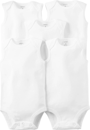 Carter's Baby-Body ohne Ärmel, weiß, unisex, 5 Stk., Gr. 62 (3 M)