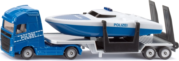 Siku Super Sattelzugmaschine Volvo mit Anhänger und Polizeiboot (1:87)