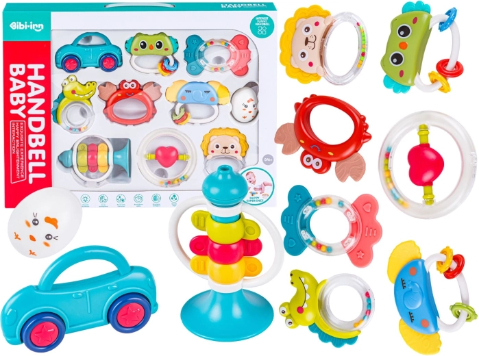 Sensorik-Set mit Baby-Rasseln und Beißringen (10 Stk.)