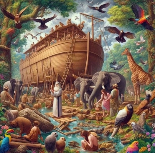 Diamantmalerei – Bau der Arche Noah 30 × 40 cm
