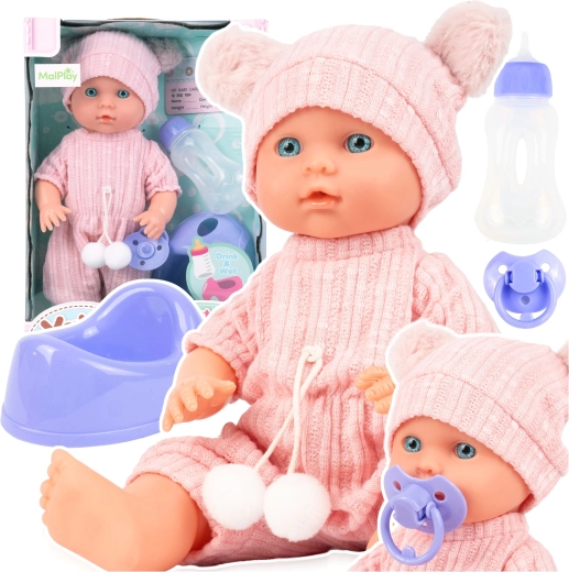 Babypuppe 30 cm mit Töpfchen und Schnuller ANIA