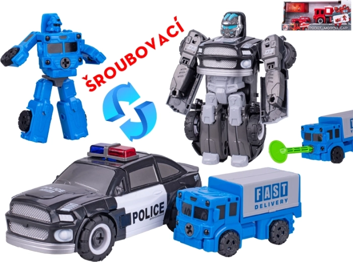 Transformierende Rettungsfahrzeuge zu Robotern – Polizei und Feuerwehr, Set 2 Stk.