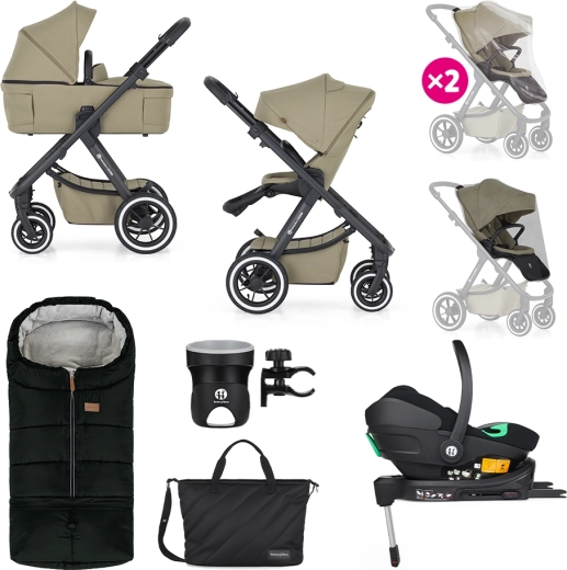 PETITE&MARS Icon 2in1 Kinderwagen Mossy Green XXL Air + Autositz Core Pro i-Size mit Basis