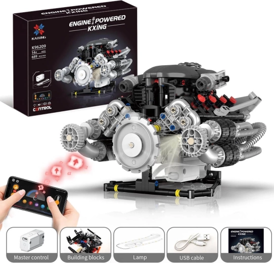 Motor-Bausatz mit USB und LED-Beleuchtung, 689 Teile