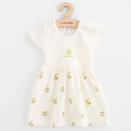 Baby-Kleid aus Bio-Baumwolle mit kurzen Ärmeln New Baby Oliven