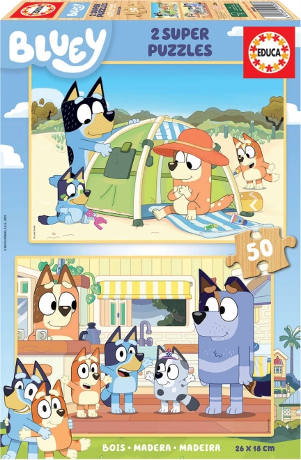 EDUCA Holzpuzzle Bluey 2×50 Teile