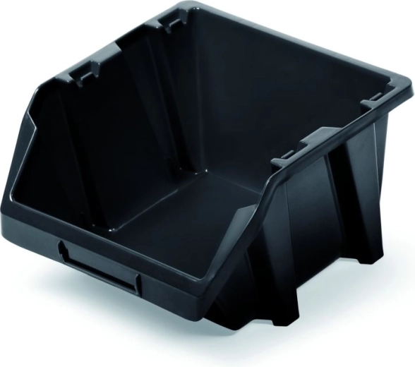 Kunststoff-Stapelbox mit offener Front, schwarz, 144 × 118 × 84 mm