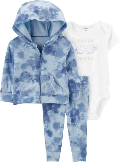 Carter's 3-teiliges Baby-Set Blue Ocean – Sweatshirt, Jogginghose und Kurzarm-Body
