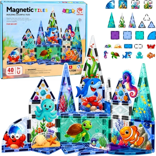 Magnetische Bausteine Meeres­tiere Ocean 40 Stk.