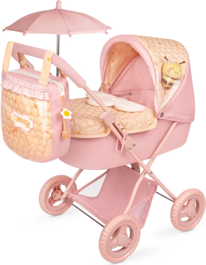 DeCuevas klappbarer Puppenwagen mit Sonnenschirm und Tasche Honey 2026 – 60 cm