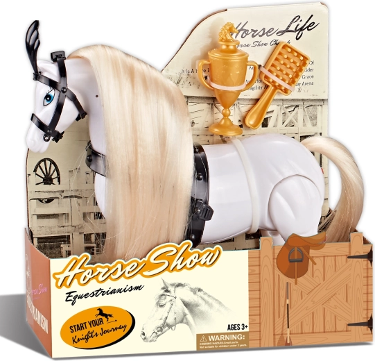 Weißes Reitpferd mit Sound und Zubehör – Pferdeshow