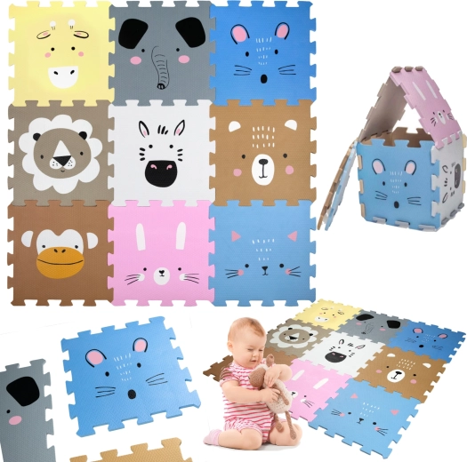 Schaumstoff-Spielmatte mit Tiermotiven Humbi 120 × 120 cm