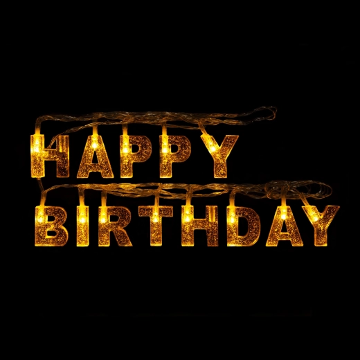 Geburtstags-LED-Lichterkette Happy Birthday, 13 LEDs, 2 m