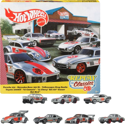 Hot Wheels Replay the Classic – Set mit 7 Die‑Cast‑Autos Silver Series