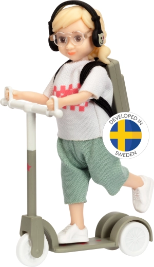 Lundby Teenager-Puppe auf dem Scooter mit Zubehör