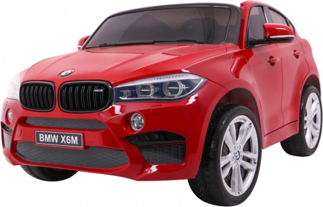 Elektrisches Kinderauto BMW X6 M XXL für 2 Kinder, roter Lack, Fernbedienung und Sitz aus Kunstleder