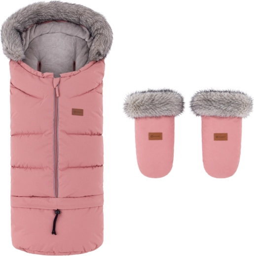 Petite&Mars Winterset Fußsack Arctic 4v1 + Kinderwagenhandschuhe Fjora old rose