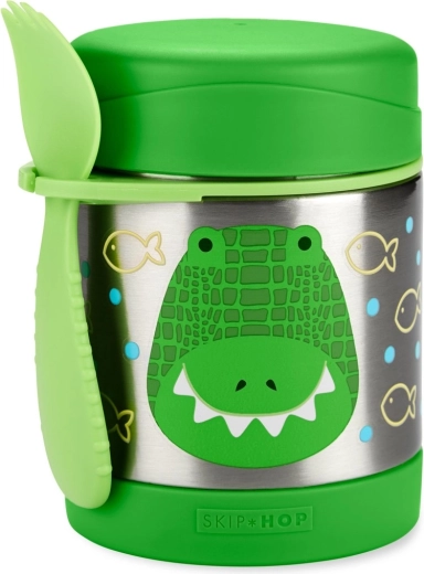 Skip Hop Zoo Thermo-Essensbehälter mit Löffel-Gabel Krokodil 325 ml