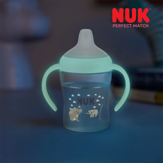 NUK Perfect Match Lern-Babyflasche, im Dunkeln leuchtend, Koala, 150 ml