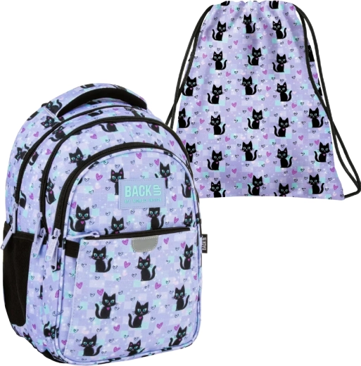Vorteilhaftes Schulset BackUP Magic Cats 2in1 – Rucksack und Turnbeutel