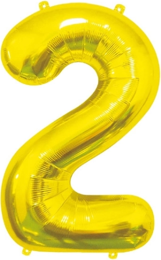 Folienballon Zahl 2, gold 85 cm