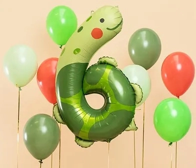 Folienballon Zahl 6 – Schildkröte 57 × 86 cm