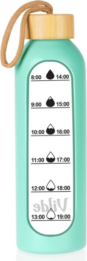 Vilde Glas-Trinkflasche mit mentholfarbenem Silikon-Schutzmantel 600 ml