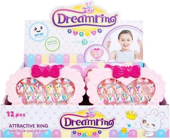 Kinder-Ring-Set in herzförmigem Schmuckkästchen (20 Stk.)