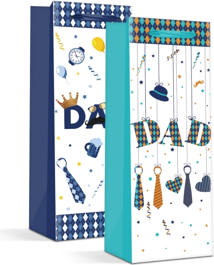 Weihnachtliche Papier-Geschenktüte für eine Flasche – 1 Stück