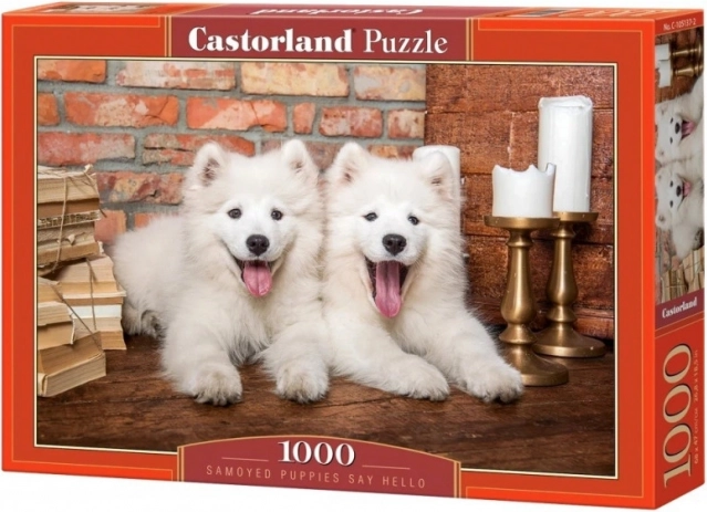 Puzzle 1000 Stk. Samojeden-Welpen sagen Hallo