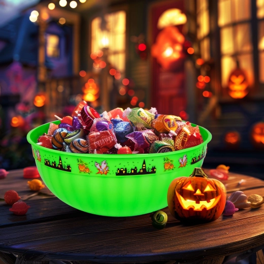 Grüne Halloween-Servierschüssel aus Kunststoff, 30 × 12 cm