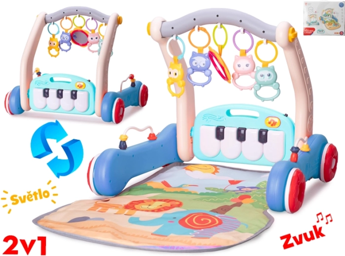 Gehhilfe und Spielmatte 2-in-1 für Babys mit Musik-Klavier