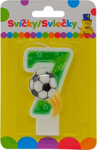 Geburtstagskerze Zahl 7 mit Fußball