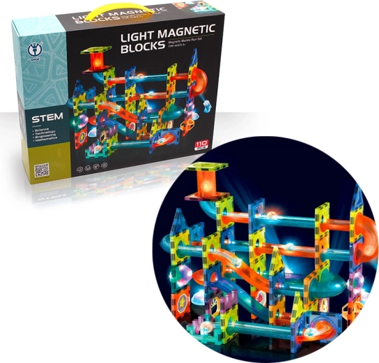 Magnetische leuchtende Kugelbahn – Bauset 110 Stk.