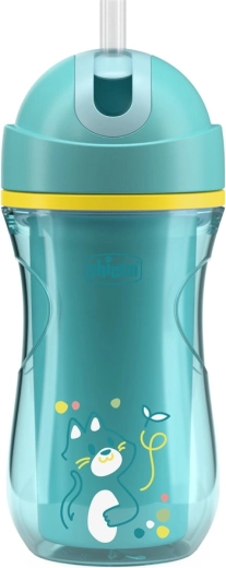 Chicco Sport-Thermobecher mit Strohhalm, 266 ml, Türkis, 14m+