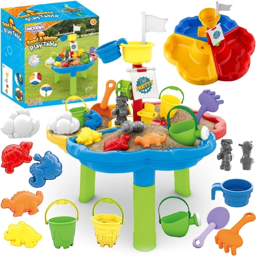 WOOPIE Wasser- und Sandspieltisch Piratenschiff 3-in-1 mit 13 Zubehörteilen
