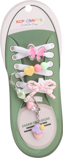 Set aus Schnürsenkel-Anhängern – rosa Schmetterling und Eis