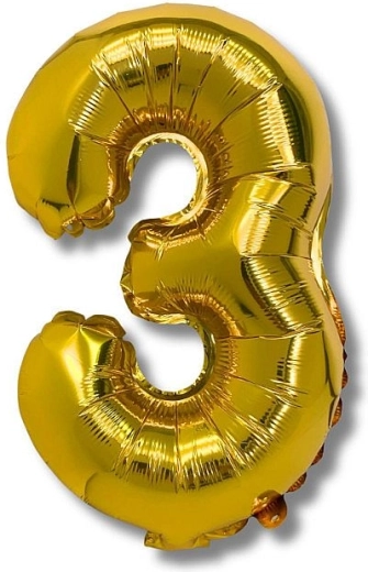 Folienballon Zahl 3 gold 40 cm