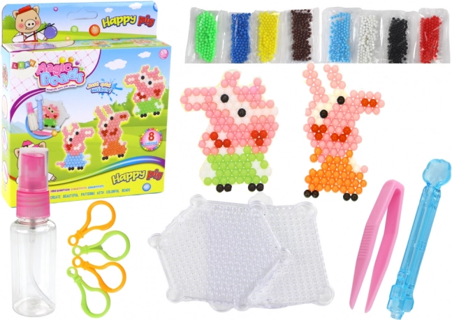 Wasserkügelchen DIY – Set mit 8 Farben und Schweinchen-Motiven