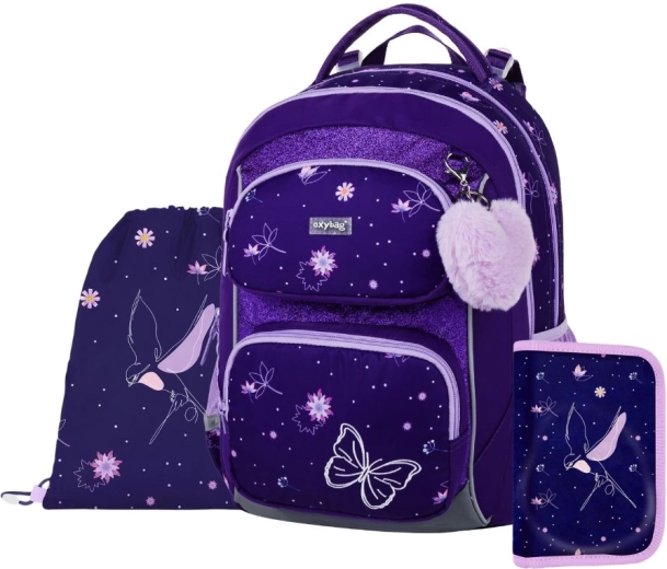 Schulset OXY Jumper Flowers – Rucksack, Federmäppchen und Beutel