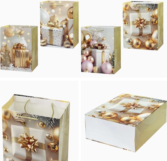 Weihnachtliche Geschenktasche 32 × 26 × 12 cm, Motiv-Mix