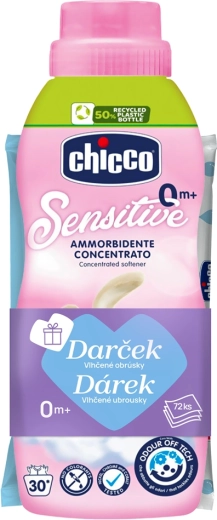 Chicco Weichspüler Baby Sensitive Blumige Umarmung 750 ml + Feuchttücher 72 Stk gratis
